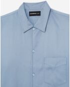 Chemise tencel colore boutonnée bleu/gris